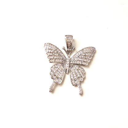 10pcs/lot 35*30mm CZ Paved Butterfly Charms Silver CZ Paved Charms Butterflies Large Sizes Charms Beads Beyond