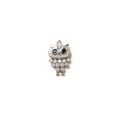 10pcs/lot 19*12mm CZ Paved Owl Charms Silver CZ Paved Charms Animals & Insects Charms Beads Beyond