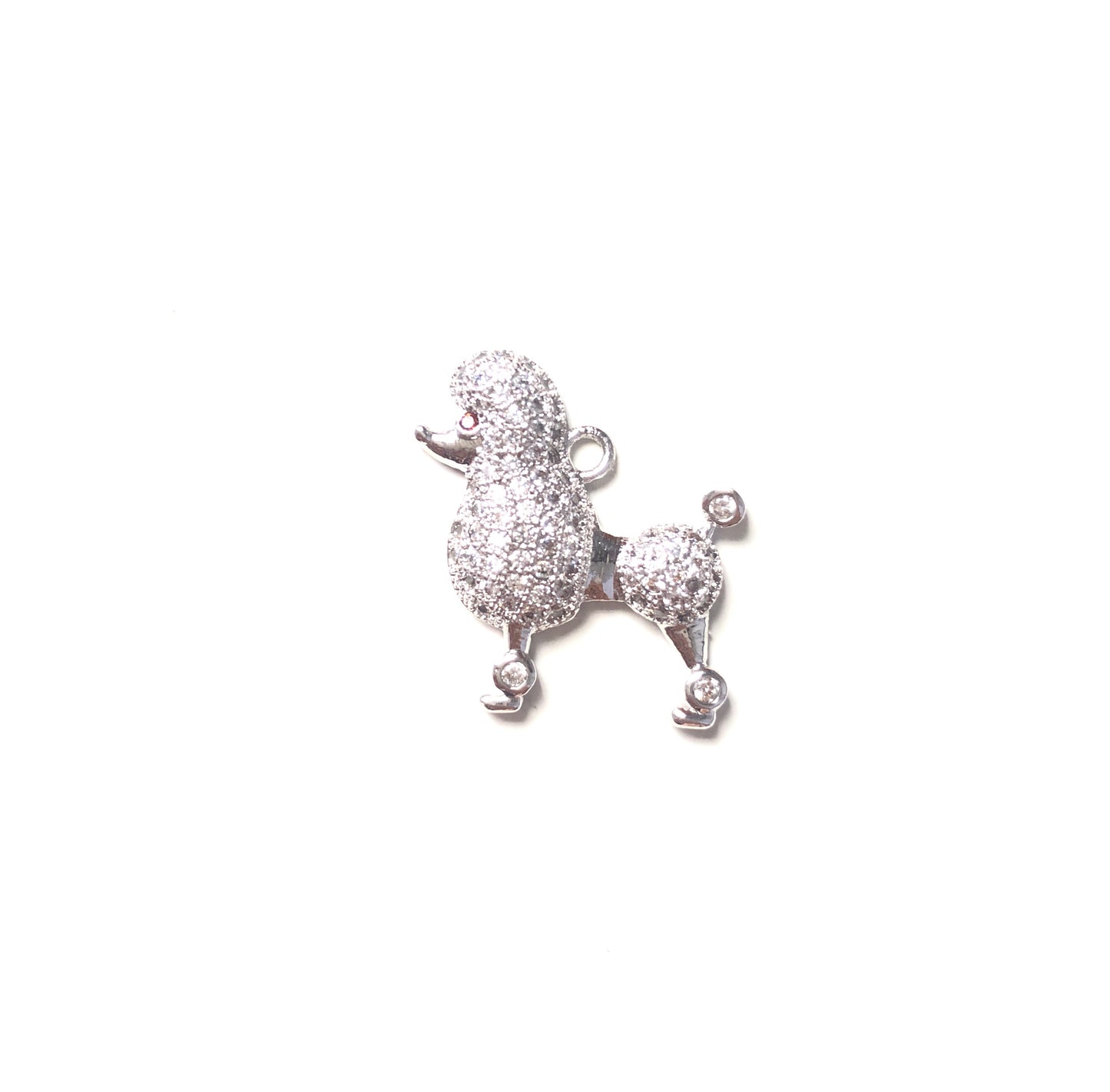 10pcs/lot 19*19mm CZ Paved Poodle Charms Silver CZ Paved Charms Animals & Insects Charms Beads Beyond