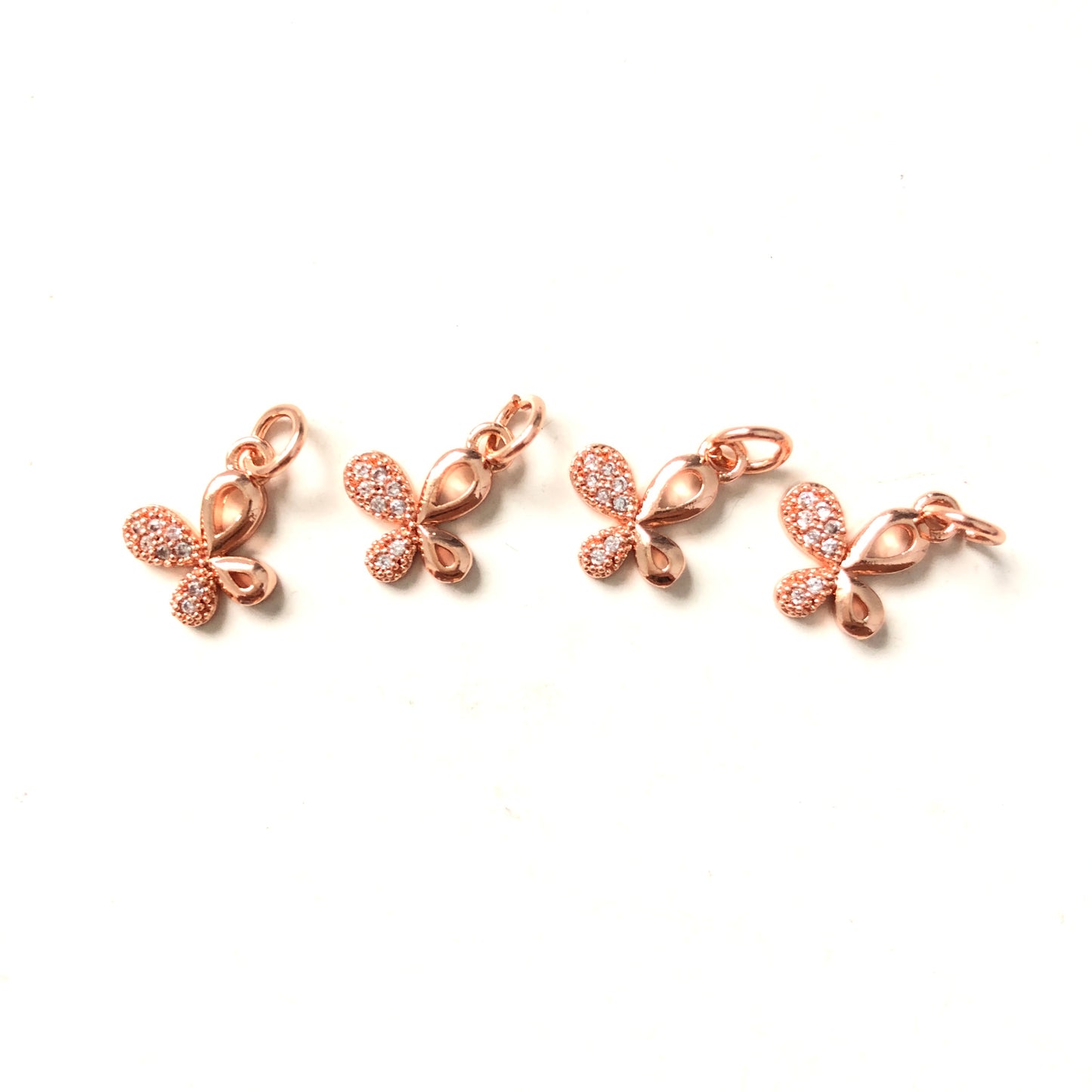 10pcs/lot 10*12.5mm CZ Paved Butterfly Charms Rose Gold CZ Paved Charms Butterflies Small Sizes Charms Beads Beyond