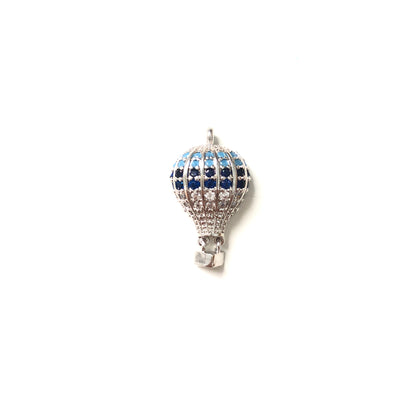 10pcs/lot 23*13mm CZ Paved Hot Air Ballon Charms Blue-Silver CZ Paved Charms Colorful Zirconia Charms Beads Beyond