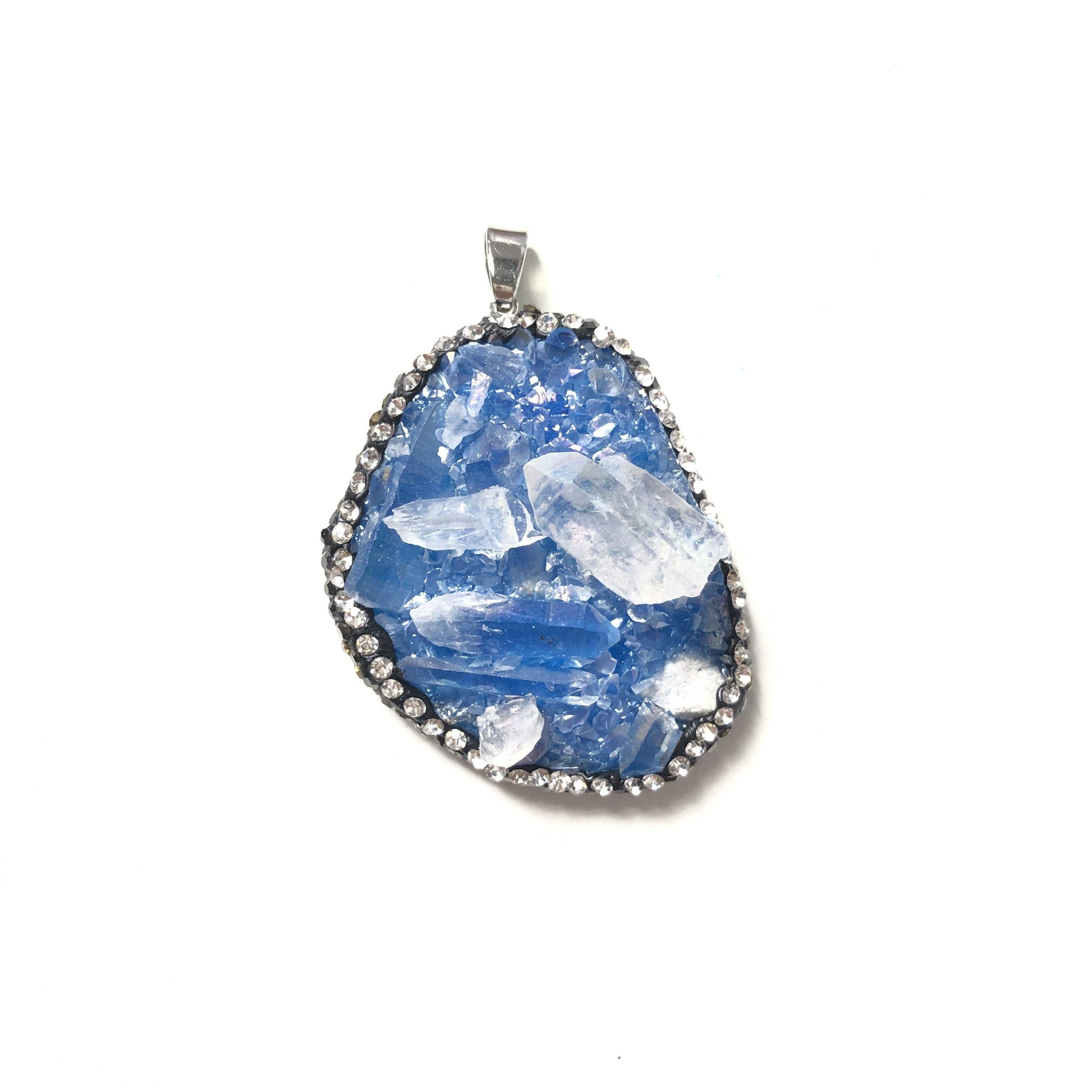 5pcs/lot 44-48mm Water Drop Natural Quartz Charm Blue Stone Charms Charms Beads Beyond