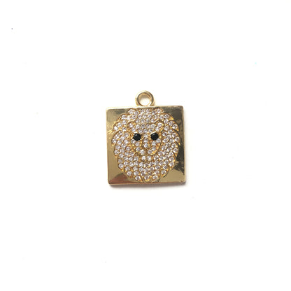 10pcs/lot 22*20.6mm CZ Paved Lion Charms Gold CZ Paved Charms Animals & Insects Charms Beads Beyond