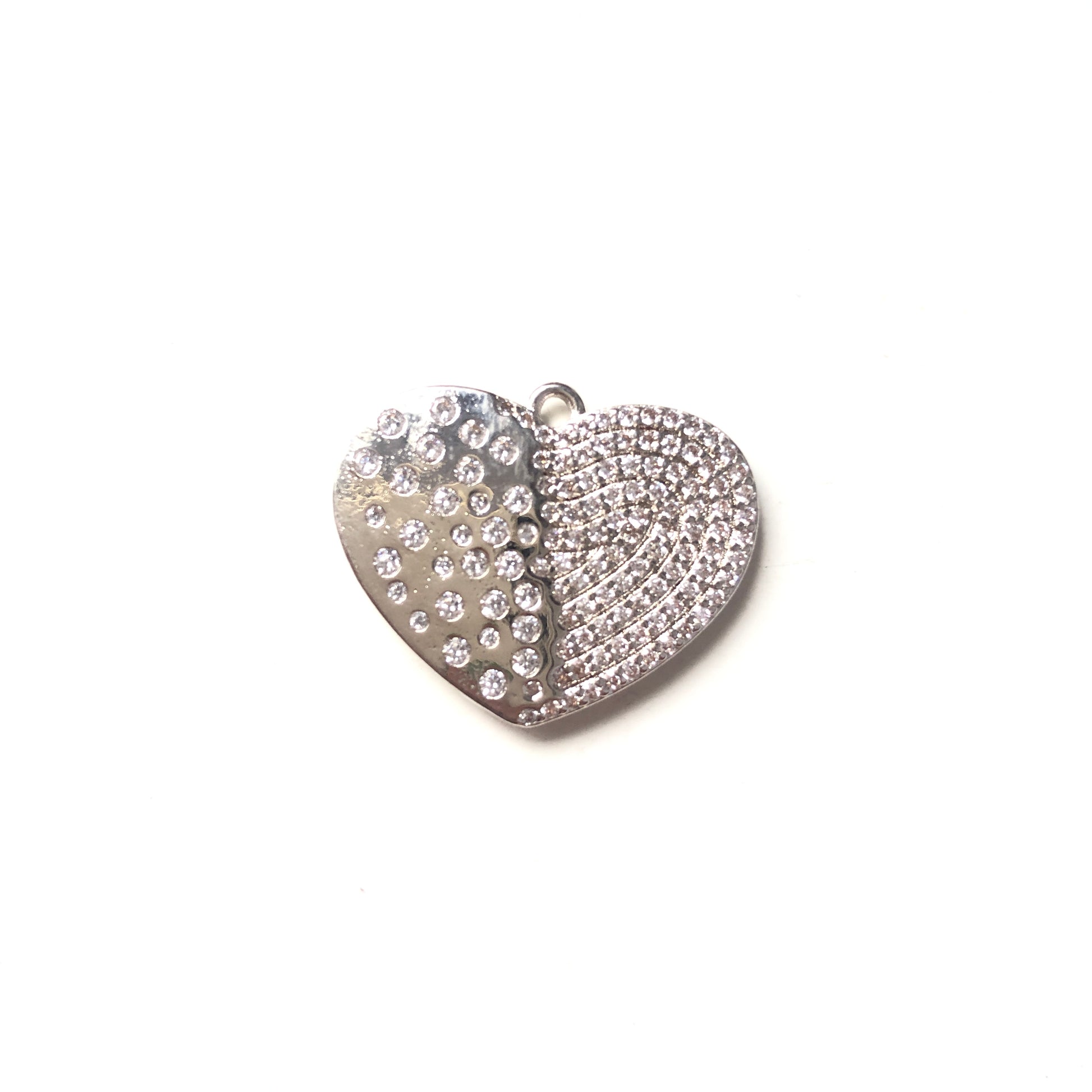 10pcs/lot 20*24.5mm CZ Paved Heart Charms Clear on Silver CZ Paved Charms Colorful Zirconia Hearts Charms Beads Beyond