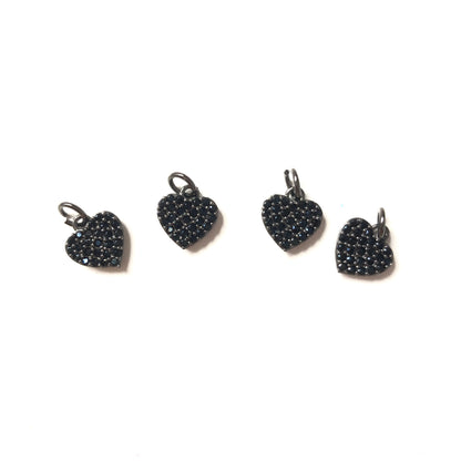 10pcs/lot 10*9.5mm CZ Paved Small Heart Charms Black CZ Paved Charms Hearts Small Sizes Charms Beads Beyond