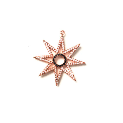 10pcs/lot 35*37mm CZ Paved Star Charms Rose Gold CZ Paved Charms Large Sizes Sun Moon Stars Charms Beads Beyond