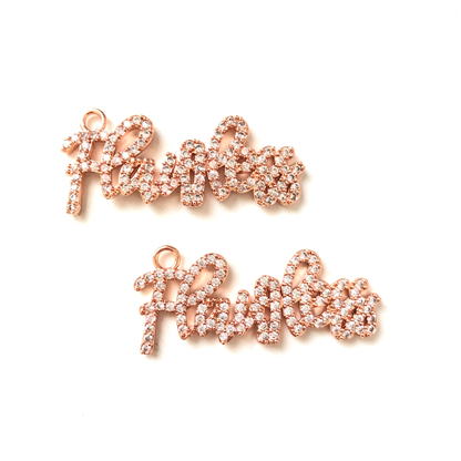 10pcs/lot 40*17.6mm CZ Paved Flawless Charms Rose Gold CZ Paved Charms Words & Quotes Charms Beads Beyond