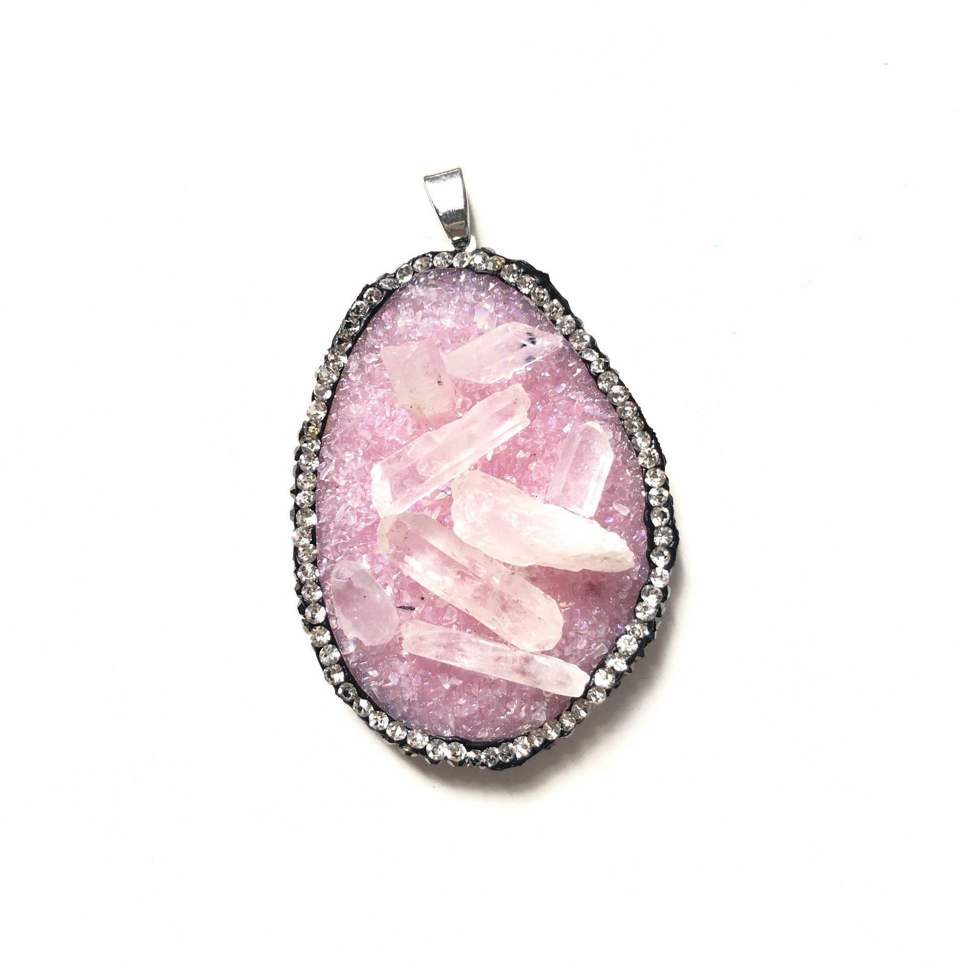 5pcs/lot 44-48mm Water Drop Natural Quartz Charm Pink Stone Charms Charms Beads Beyond