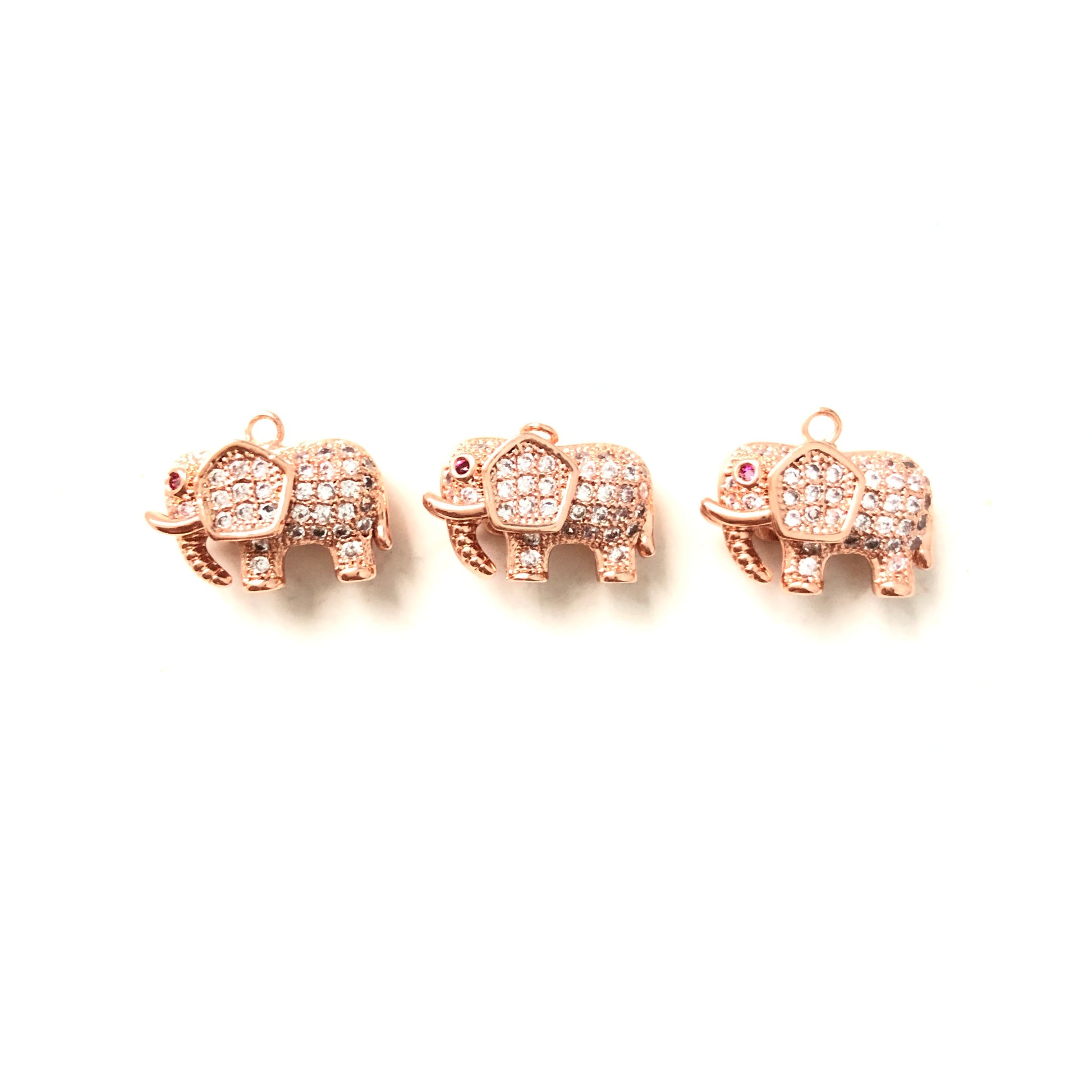 10pcs/lot 15*9mm CZ Paved Elephant Charms Rose Gold CZ Paved Charms Animals & Insects Small Sizes Charms Beads Beyond