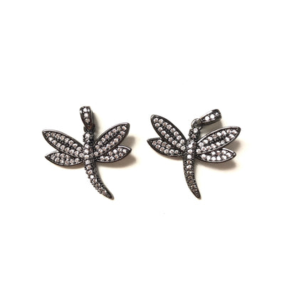 10pcs/lot 23.5*21.5mm CZ Paved Dragonfly Charms Black CZ Paved Charms Animals & Insects Charms Beads Beyond