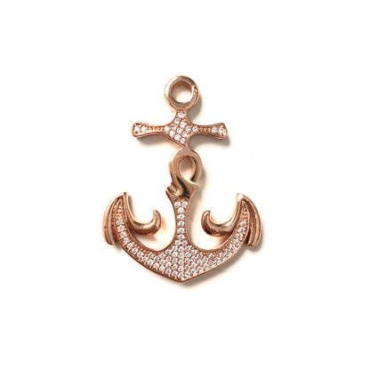 10pcs/lot 40*31mm CZ Paved Anchor Charms Rose Gold CZ Paved Charms Large Sizes Symbols Charms Beads Beyond