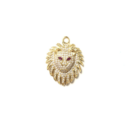 10pcs/lot CZ Paved Lion Charms Big Gold Lion-10pcs CZ Paved Charms Animals & Insects Charms Beads Beyond