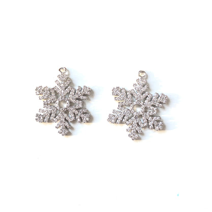 10pcs/lot 22*20mm CZ Paved Snowflakes Charms Silver CZ Paved Charms Christmas On Sale Charms Beads Beyond