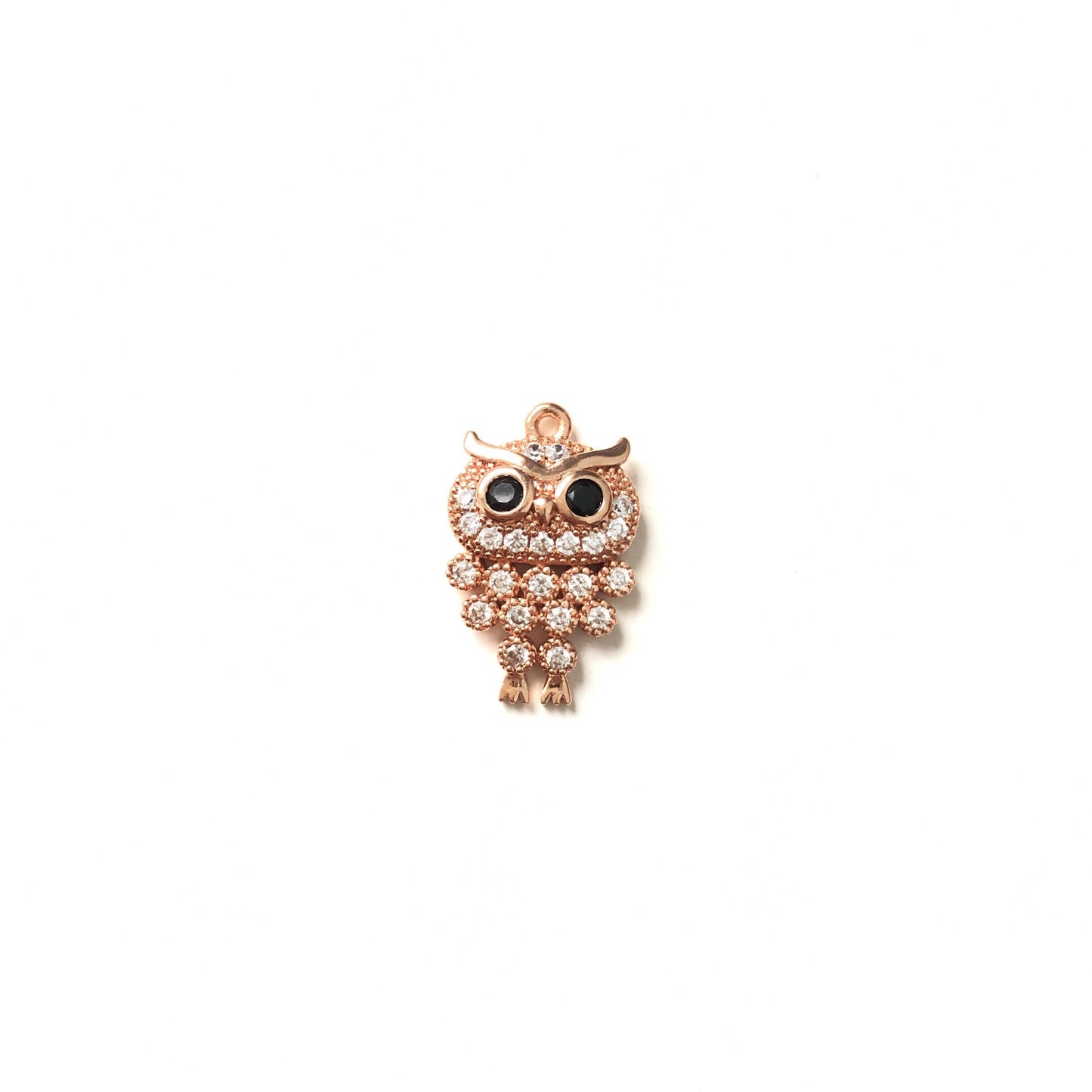 10pcs/lot 19*12mm CZ Paved Owl Charms Rose Gold CZ Paved Charms Animals & Insects Charms Beads Beyond