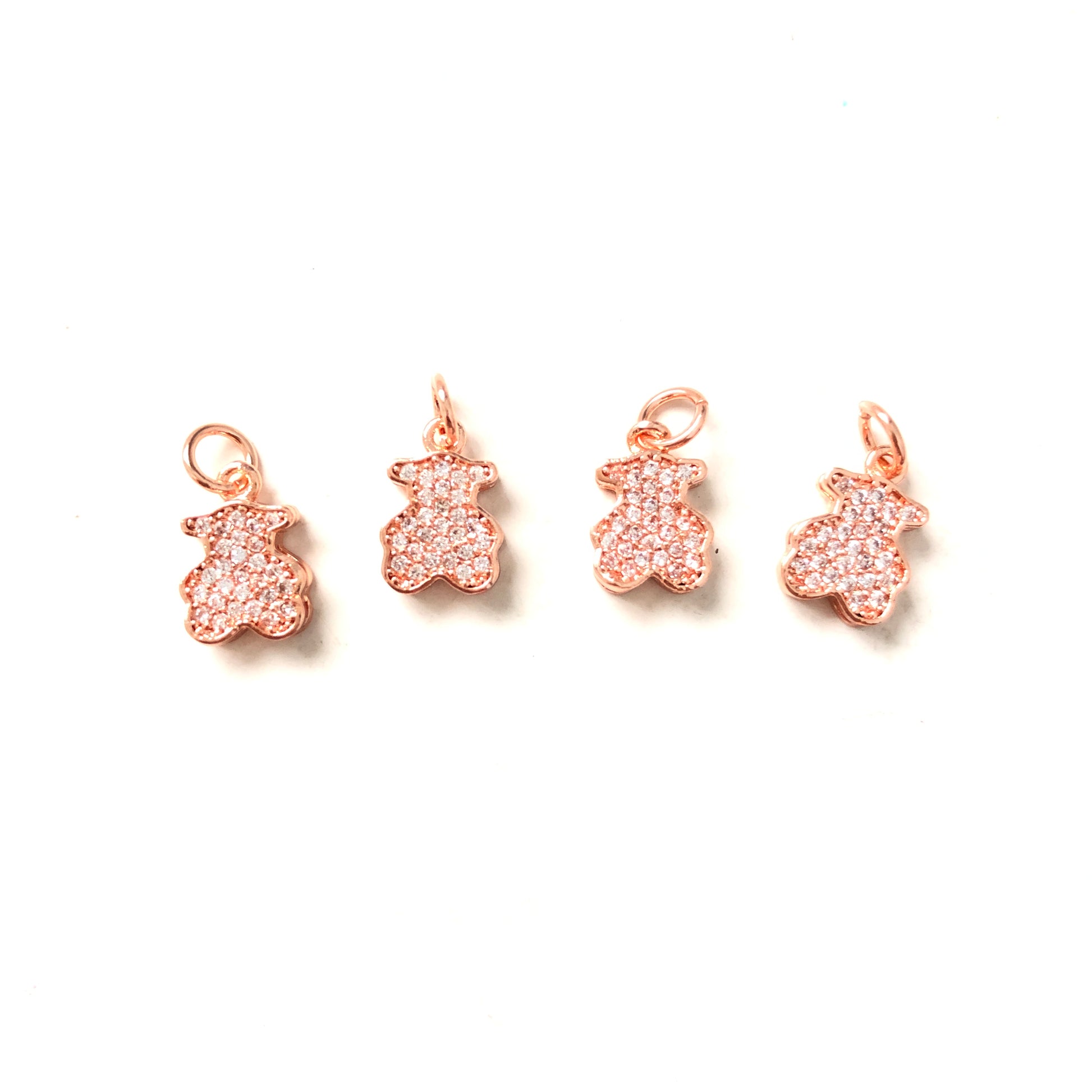 10pcs/lot 12*8mm CZ Paved Bear Charms Rose Gold CZ Paved Charms Animals & Insects Small Sizes Charms Beads Beyond