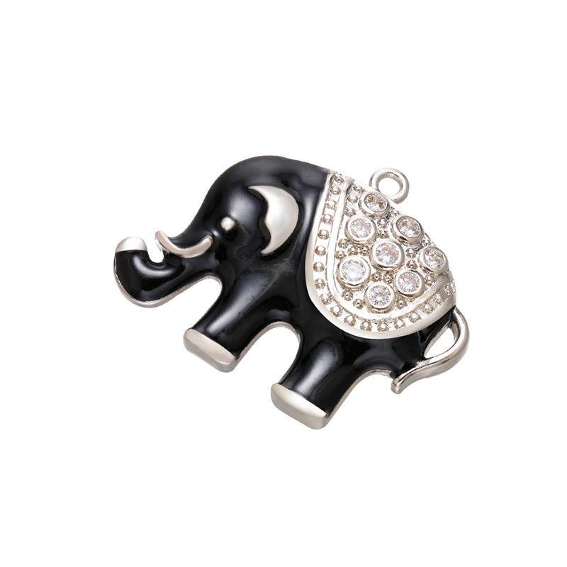 10pcs/lot 32*25mm CZ Paved Black Elephant Charms Silver CZ Paved Charms Animals & Insects Charms Beads Beyond