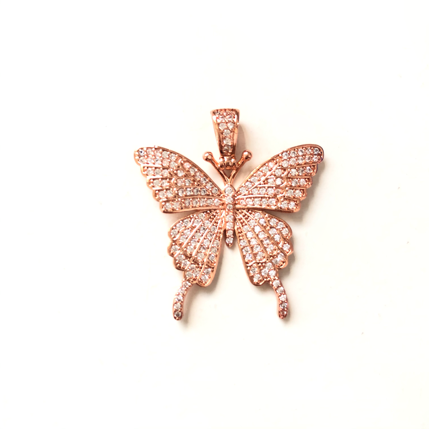 10pcs/lot 35*30mm CZ Paved Butterfly Charms Rose Gold CZ Paved Charms Butterflies Large Sizes Charms Beads Beyond