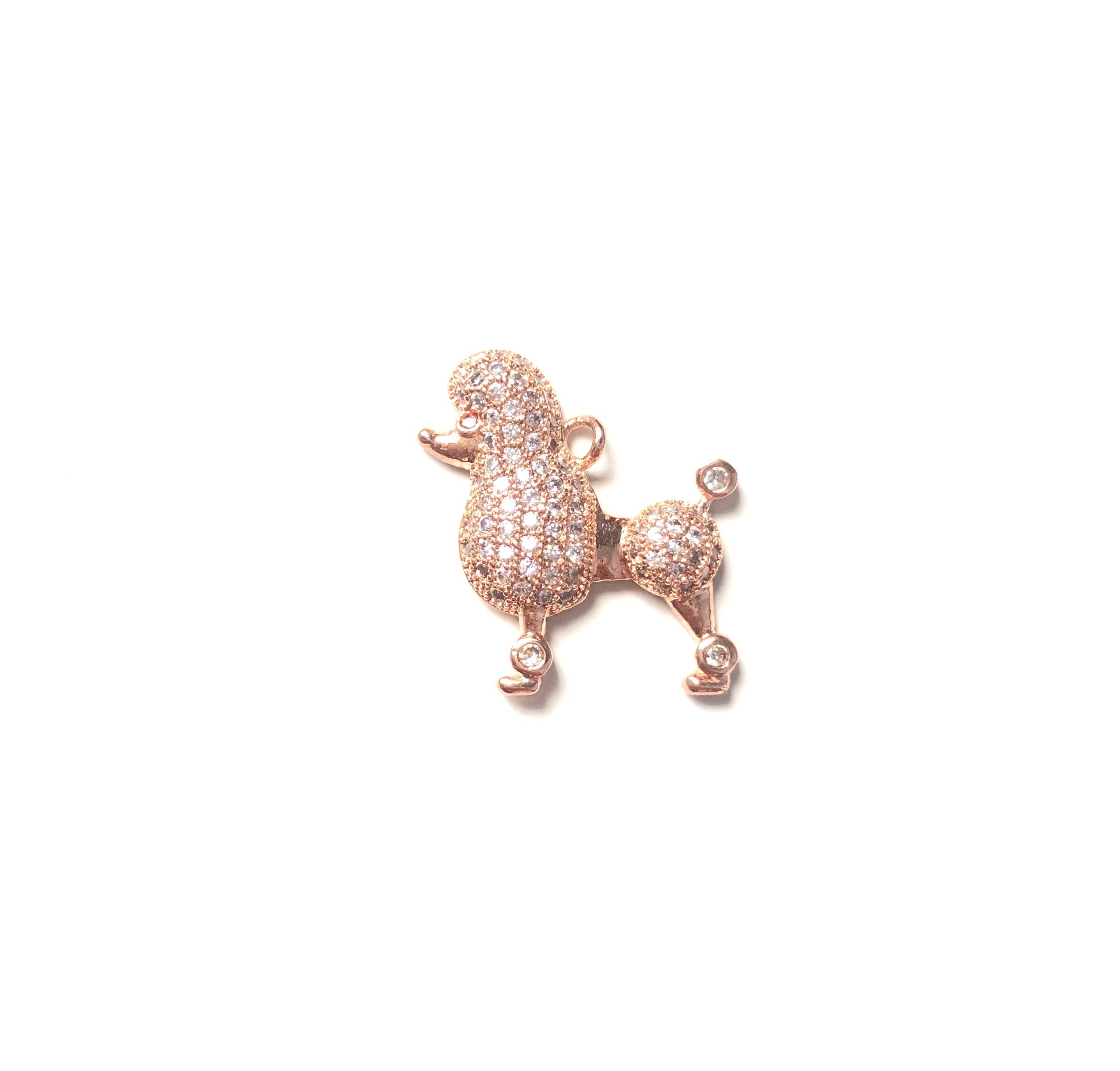 10pcs/lot 19*19mm CZ Paved Poodle Charms Rose Gold CZ Paved Charms Animals & Insects Charms Beads Beyond