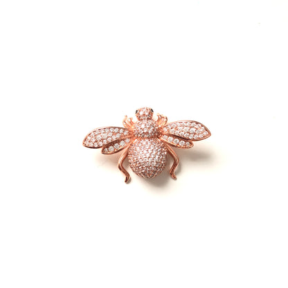 5pcs/lot 35*20mm CZ Paved Queen Bee Charms Rose Gold CZ Paved Charms Large Sizes Charms Beads Beyond