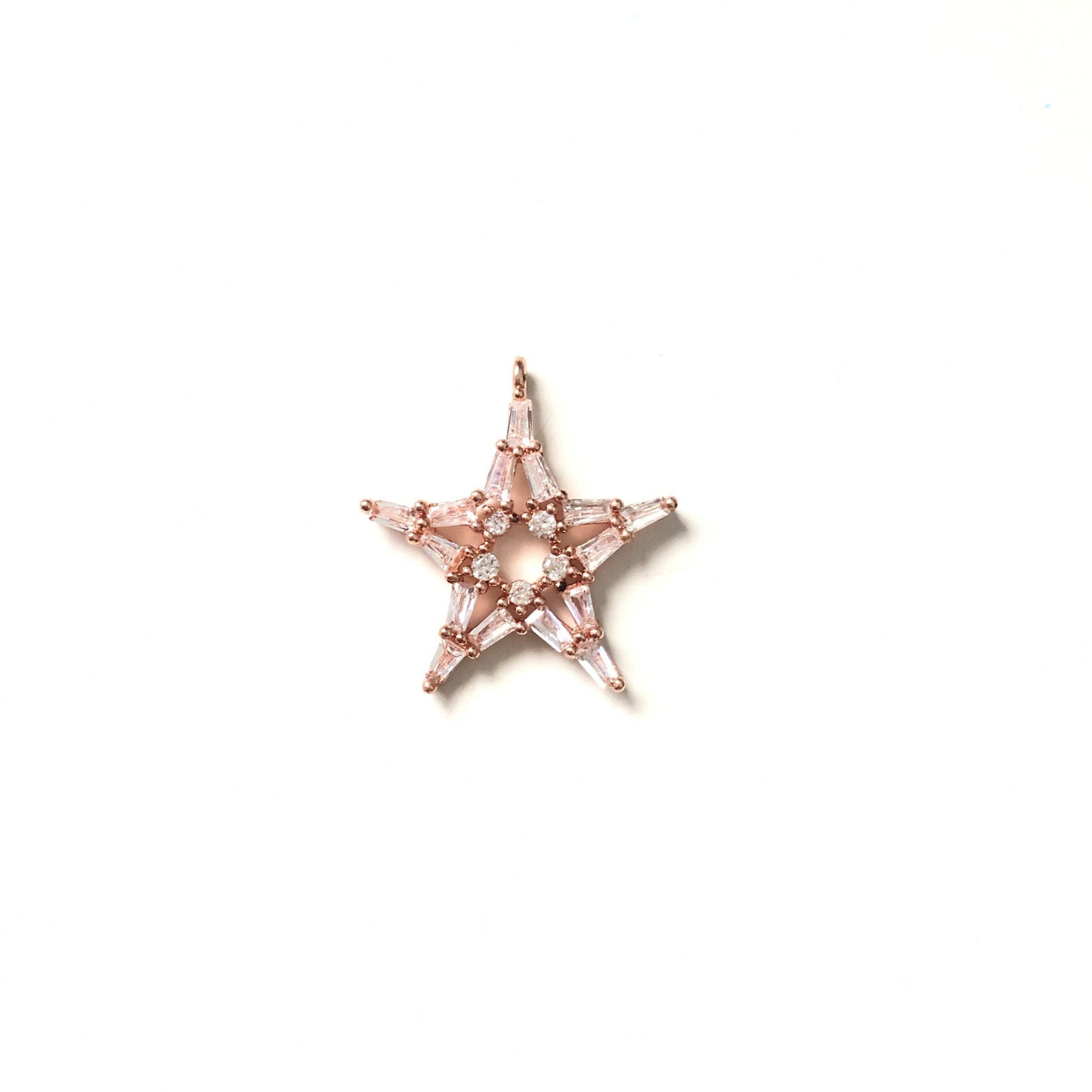 10pcs/lot 24.5*22mm Clear CZ Paved Star Charms Rose Gold CZ Paved Charms Sun Moon Stars Charms Beads Beyond