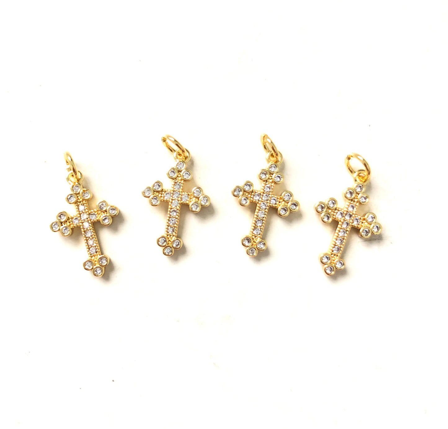 10pcs/lot 18.5*11.5mm CZ Paved Cross Charms Gold CZ Paved Charms Crosses Small Sizes Charms Beads Beyond