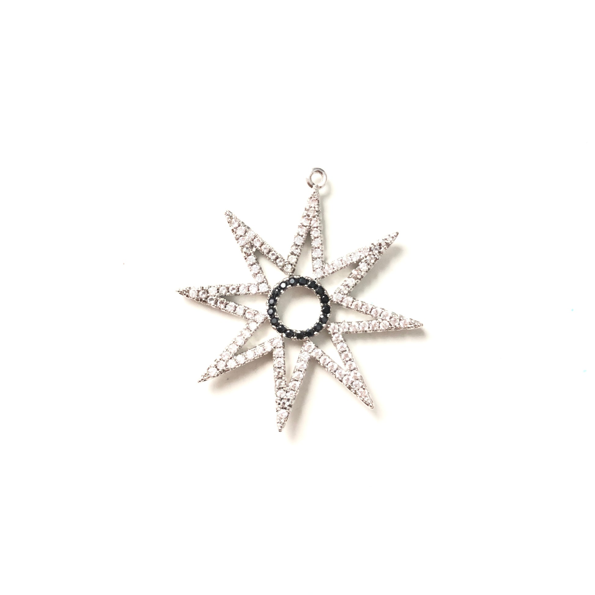 10pcs/lot 35*37mm CZ Paved Star Charms Silver CZ Paved Charms Large Sizes Sun Moon Stars Charms Beads Beyond