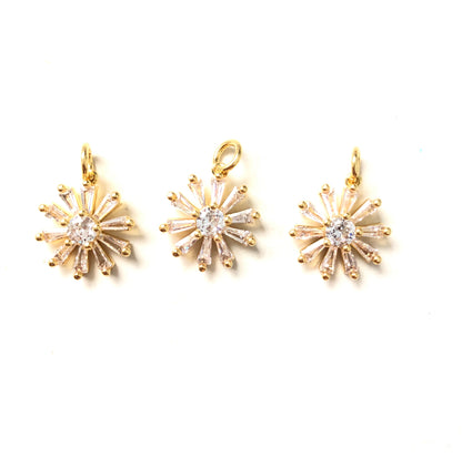 10pcs/lot 13mm CZ Paved Flower Charms Gold CZ Paved Charms Flowers Small Sizes Charms Beads Beyond