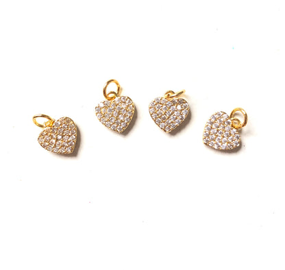 10pcs/lot 10*9.5mm CZ Paved Small Heart Charms Gold CZ Paved Charms Hearts Small Sizes Charms Beads Beyond
