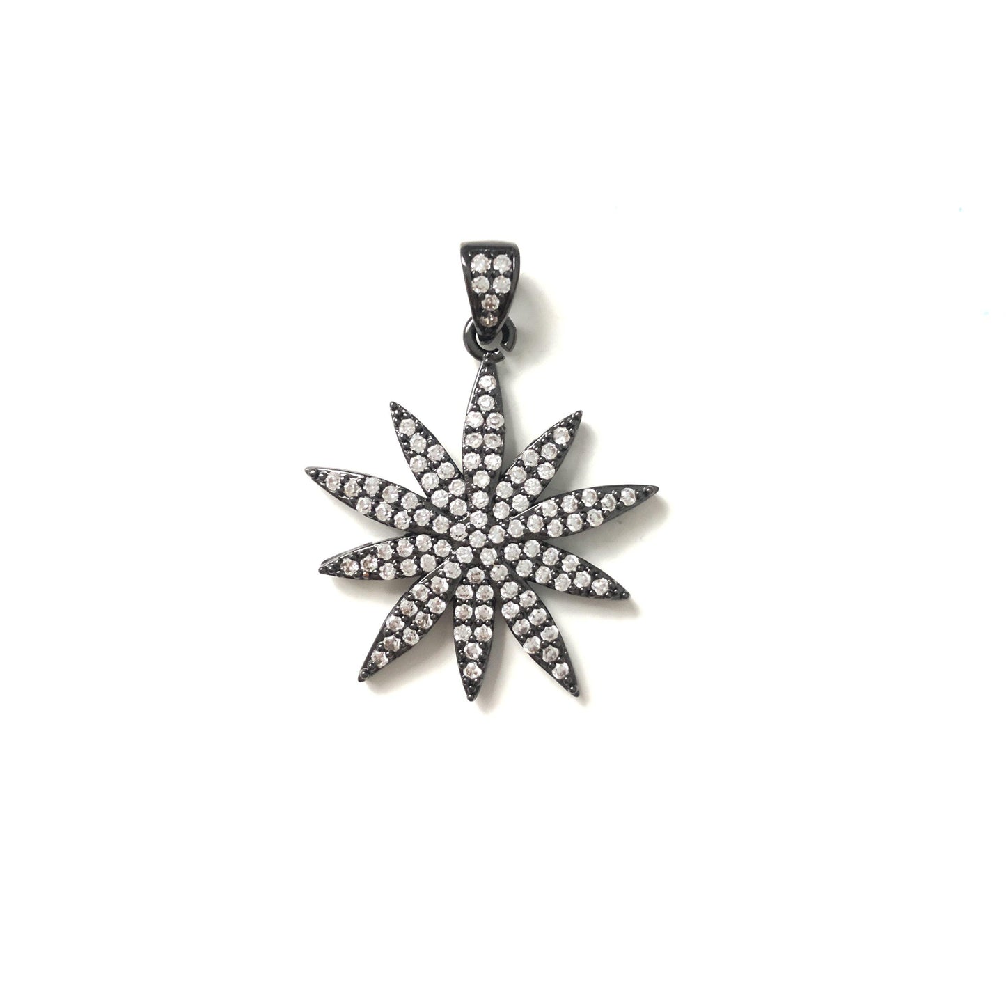 10pcs/lot 32*28mm CZ Paved Flower Charms Black CZ Paved Charms Flowers Large Sizes Charms Beads Beyond