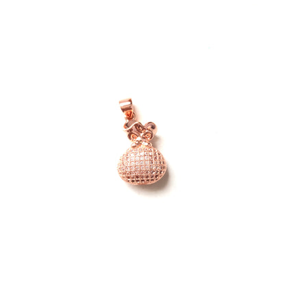 10pcs/lot 17.8*12.6mm CZ Paved Cash Bag Charms Rose Gold CZ Paved Charms Fashion Charms Beads Beyond