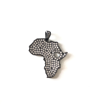 10pcs/lot 35*29mm CZ Paved Love Africa Charms Black History Month Juneteenth Awareness Black CZ Paved Charms Juneteenth & Black History Month Awareness Maps Charms Beads Beyond