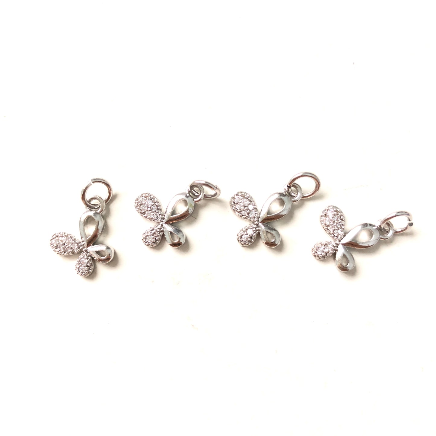 10pcs/lot 10*12.5mm CZ Paved Butterfly Charms Silver CZ Paved Charms Butterflies Small Sizes Charms Beads Beyond