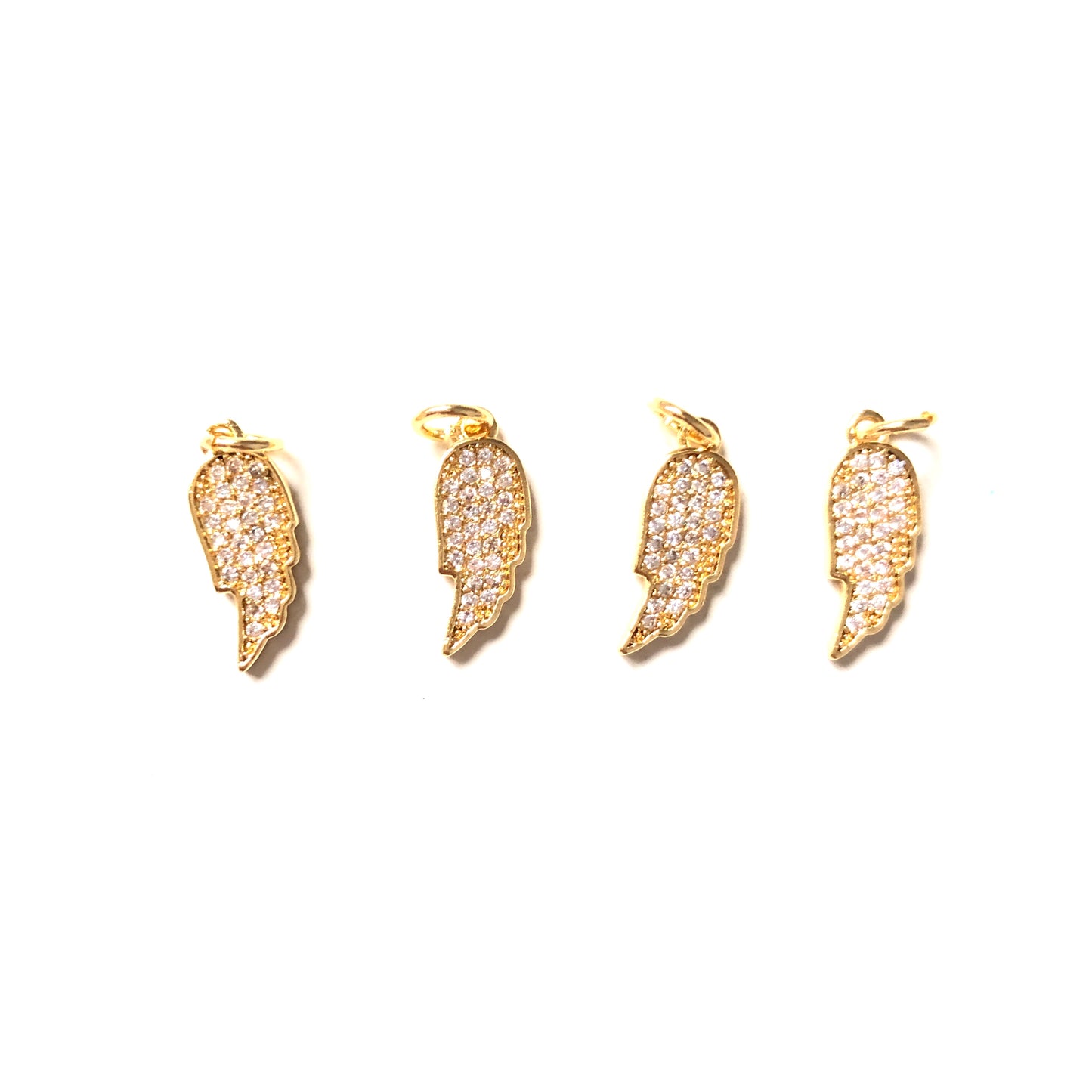 10pcs/lot 15*6mm CZ Paved Wing Charms Gold CZ Paved Charms Small Sizes Wings Charms Beads Beyond