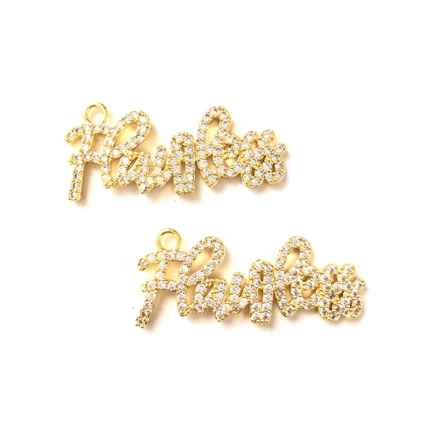 10pcs/lot 40*17.6mm CZ Paved Flawless Charms Gold CZ Paved Charms Words & Quotes Charms Beads Beyond