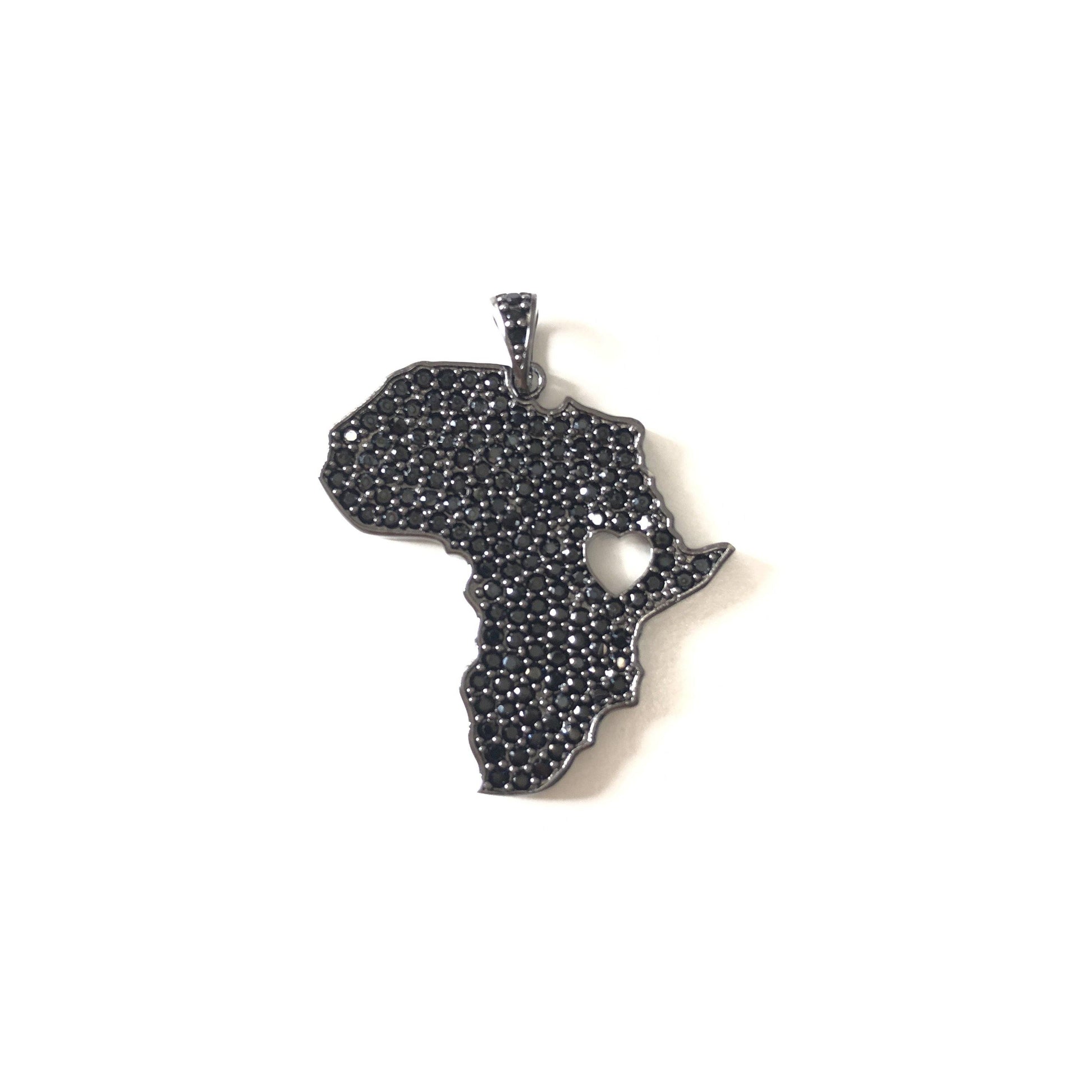10pcs/lot 35*29mm CZ Paved Love Africa Charms Black History Month Juneteenth Awareness Black on Black CZ Paved Charms Juneteenth & Black History Month Awareness Maps Charms Beads Beyond