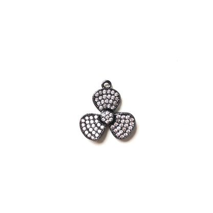 10pcs/lot 18*17mm CZ Paved Flower Charms Black CZ Paved Charms Flowers On Sale Charms Beads Beyond