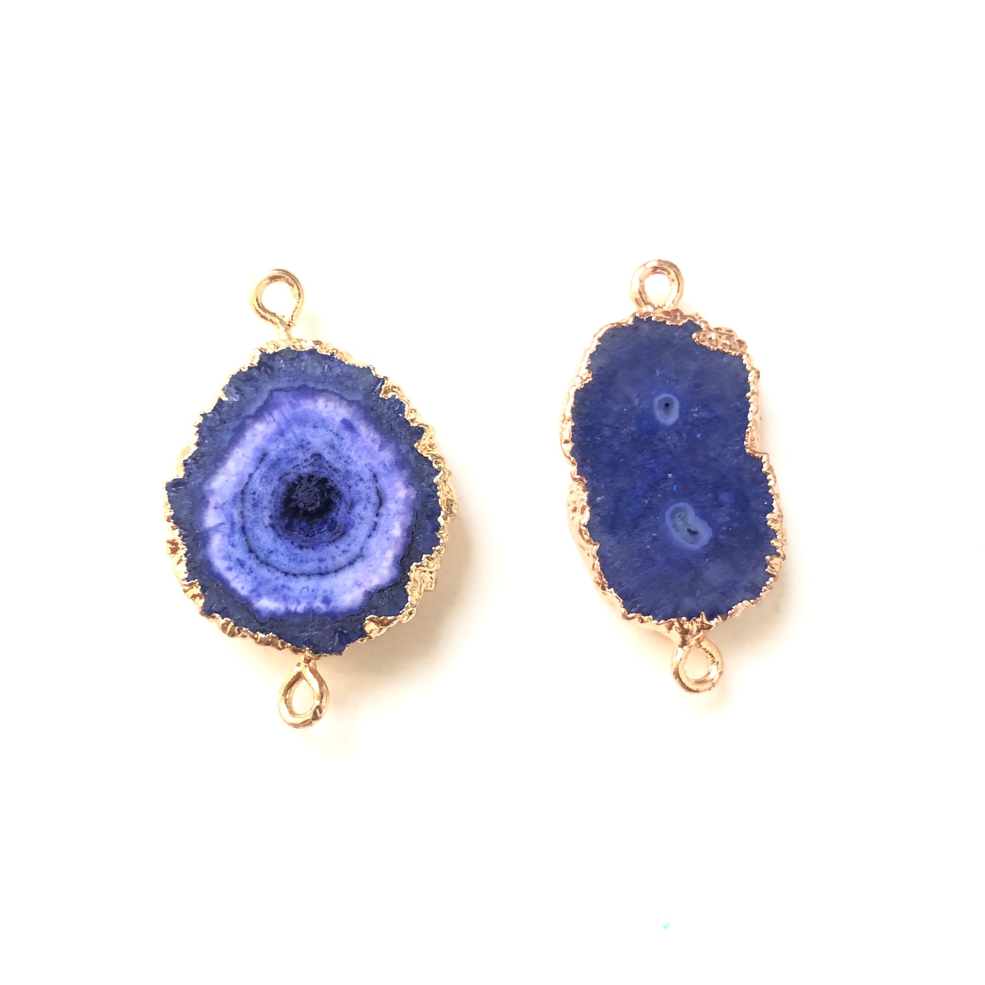 5pcs/lot 20-30mm Gold Plated Sun Flower Agate Connectors Blue on Gold Stone Connectors Charms Beads Beyond