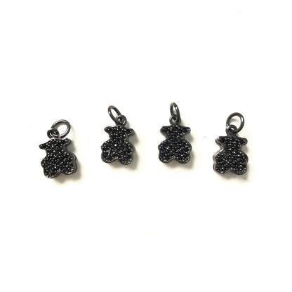 10pcs/lot 12*8mm CZ Paved Bear Charms Black CZ Paved Charms Animals & Insects Small Sizes Charms Beads Beyond