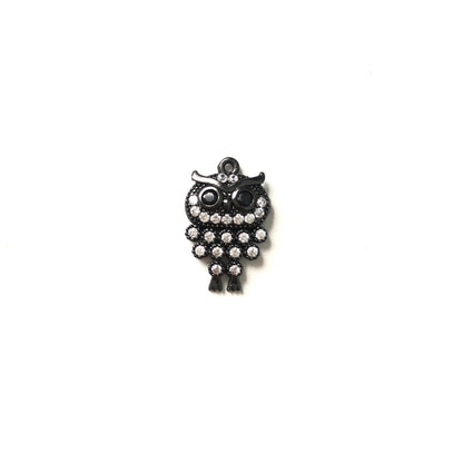 10pcs/lot 19*12mm CZ Paved Owl Charms Black CZ Paved Charms Animals & Insects Charms Beads Beyond