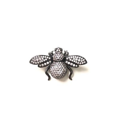 5pcs/lot 35*20mm CZ Paved Queen Bee Charms Black on Black CZ Paved Charms Large Sizes Charms Beads Beyond