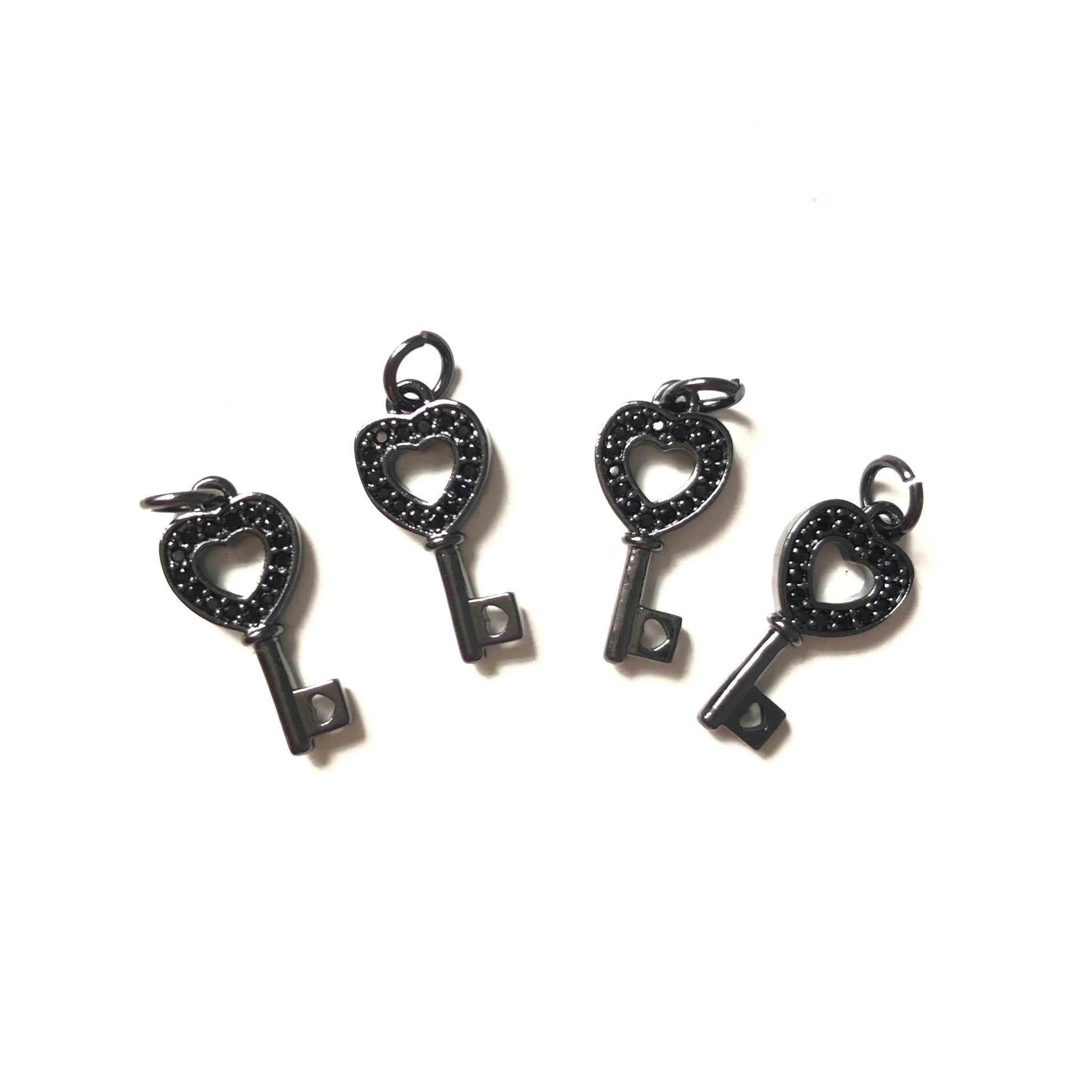 10pcs/lot 18*8.5mm CZ Paved Keys Charms Black CZ Paved Charms Keys & Locks Small Sizes Charms Beads Beyond