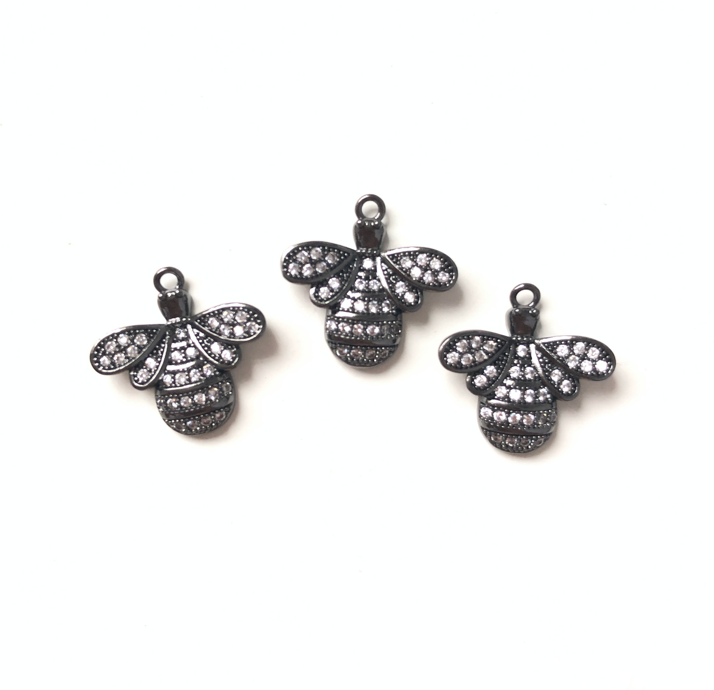 10pcs/lot 17*17mm CZ Paved Small Bee Charms Black CZ Paved Charms Animals & Insects Charms Beads Beyond
