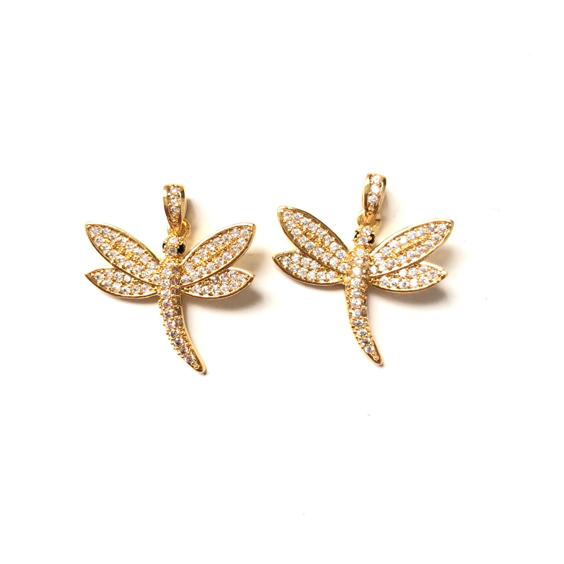 10pcs/lot 23.5*21.5mm CZ Paved Dragonfly Charms Gold CZ Paved Charms Animals & Insects Charms Beads Beyond