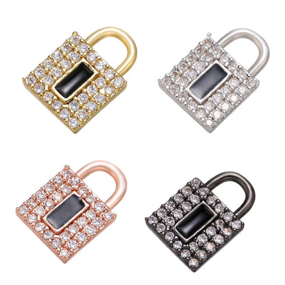 10pcs/lot 12*8mm CZ Paved Lock Charms Mix Black CZ Paved Charms Keys & Locks Small Sizes Charms Beads Beyond