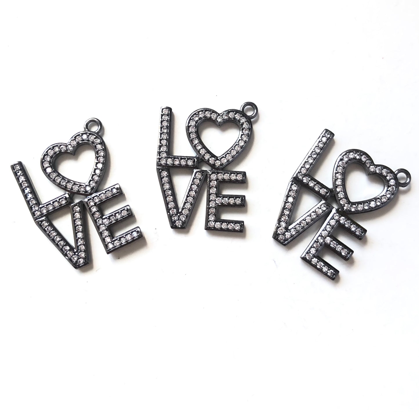 10pcs/lot 25*20mm CZ Paved LOVE Charms Black CZ Paved Charms Love Letters Words & Quotes Charms Beads Beyond