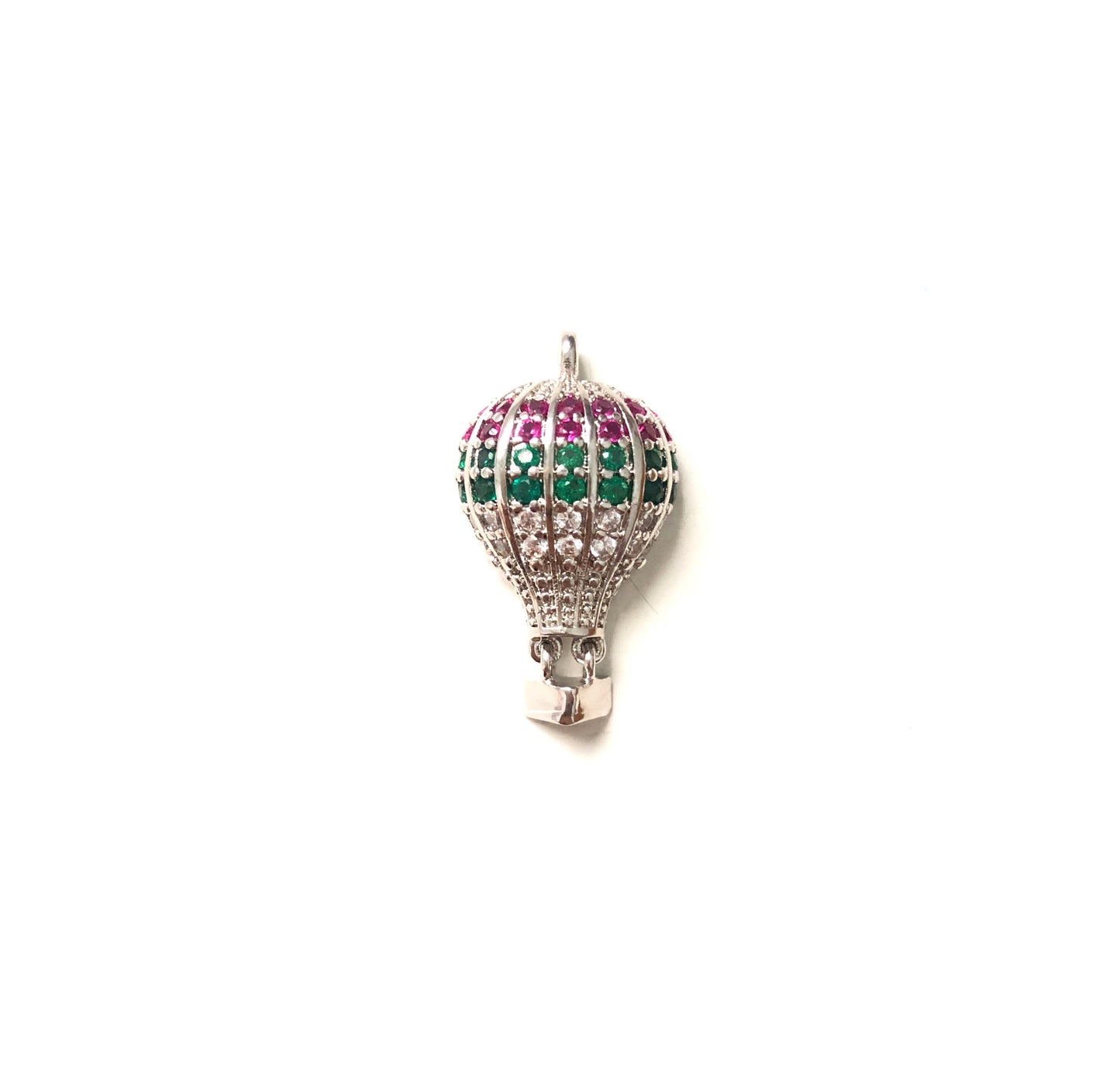 10pcs/lot 23*13mm CZ Paved Hot Air Ballon Charms Green-Silver CZ Paved Charms Colorful Zirconia Charms Beads Beyond