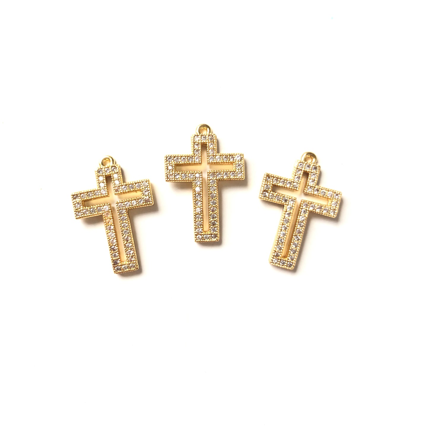 10pcs/lot 24*13mm CZ Paved Cross Charms Gold CZ Paved Charms Crosses Charms Beads Beyond