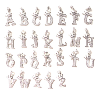 26pcs/lot 20mm CZ Paved Initial Alphabet Necklace Silver-A to Z Necklaces Charms Beads Beyond