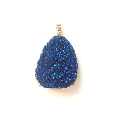 5pcs/lot 42*30mm Waterdrop Shape Natural Agate Druzy Charm Blue on Gold Stone Charms Charms Beads Beyond