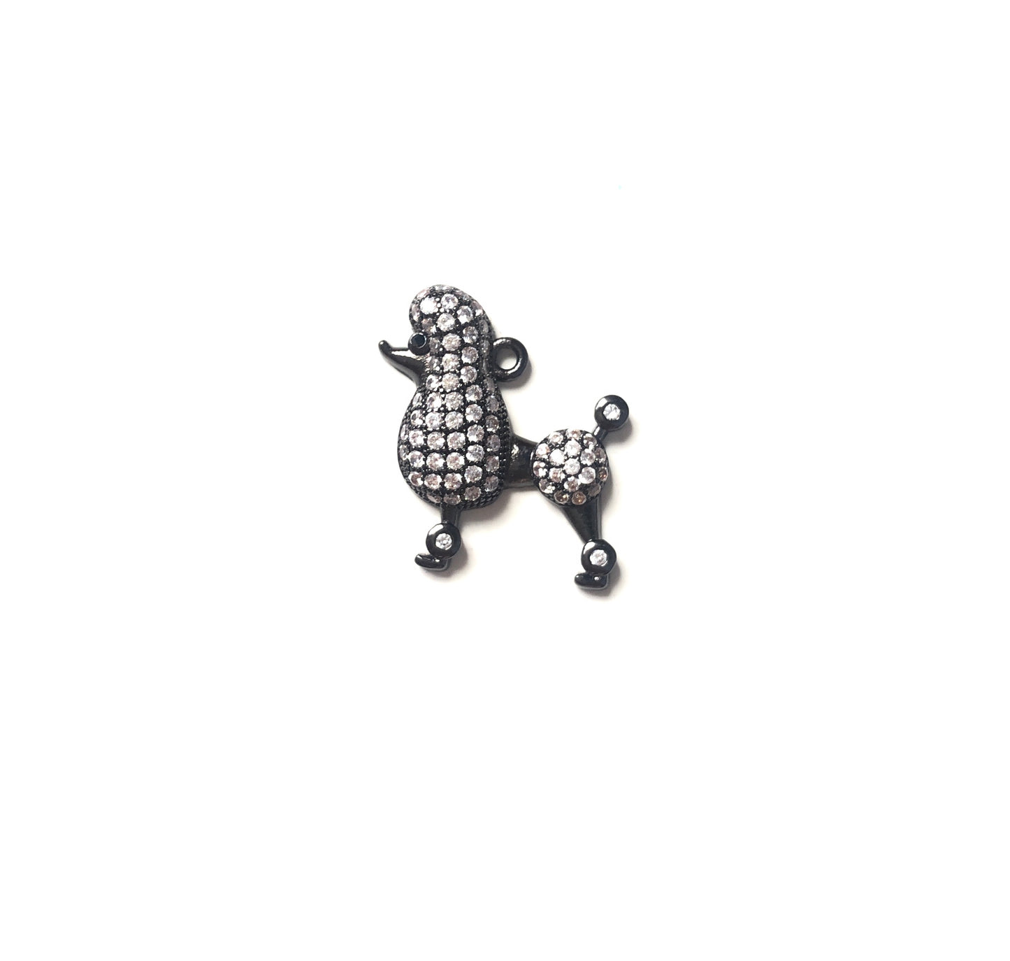 10pcs/lot 19*19mm CZ Paved Poodle Charms Black CZ Paved Charms Animals & Insects Charms Beads Beyond